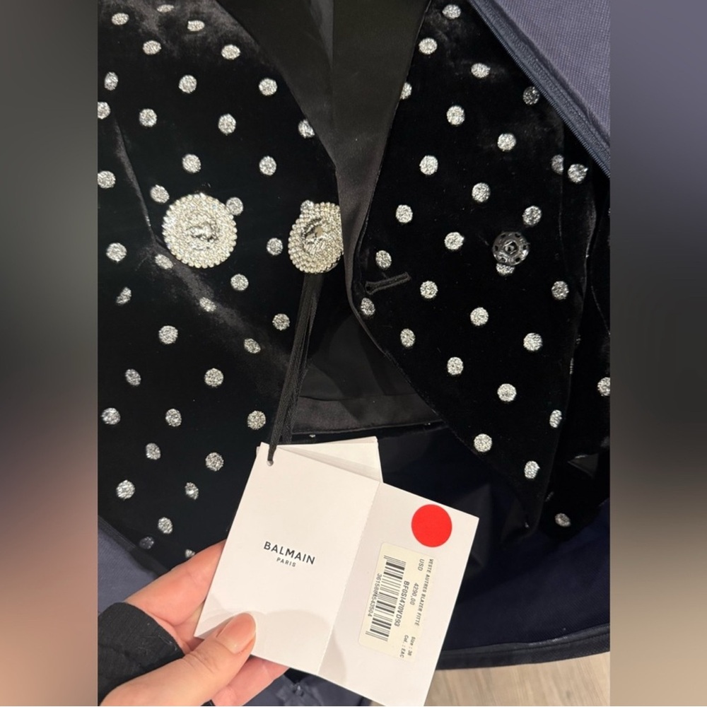 Balmain Black Velvet Blazer with Silver Accents